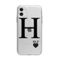 Personalised Black Big Initial 3 Small Clear Apple iPhone 11 in White with Bumper Case