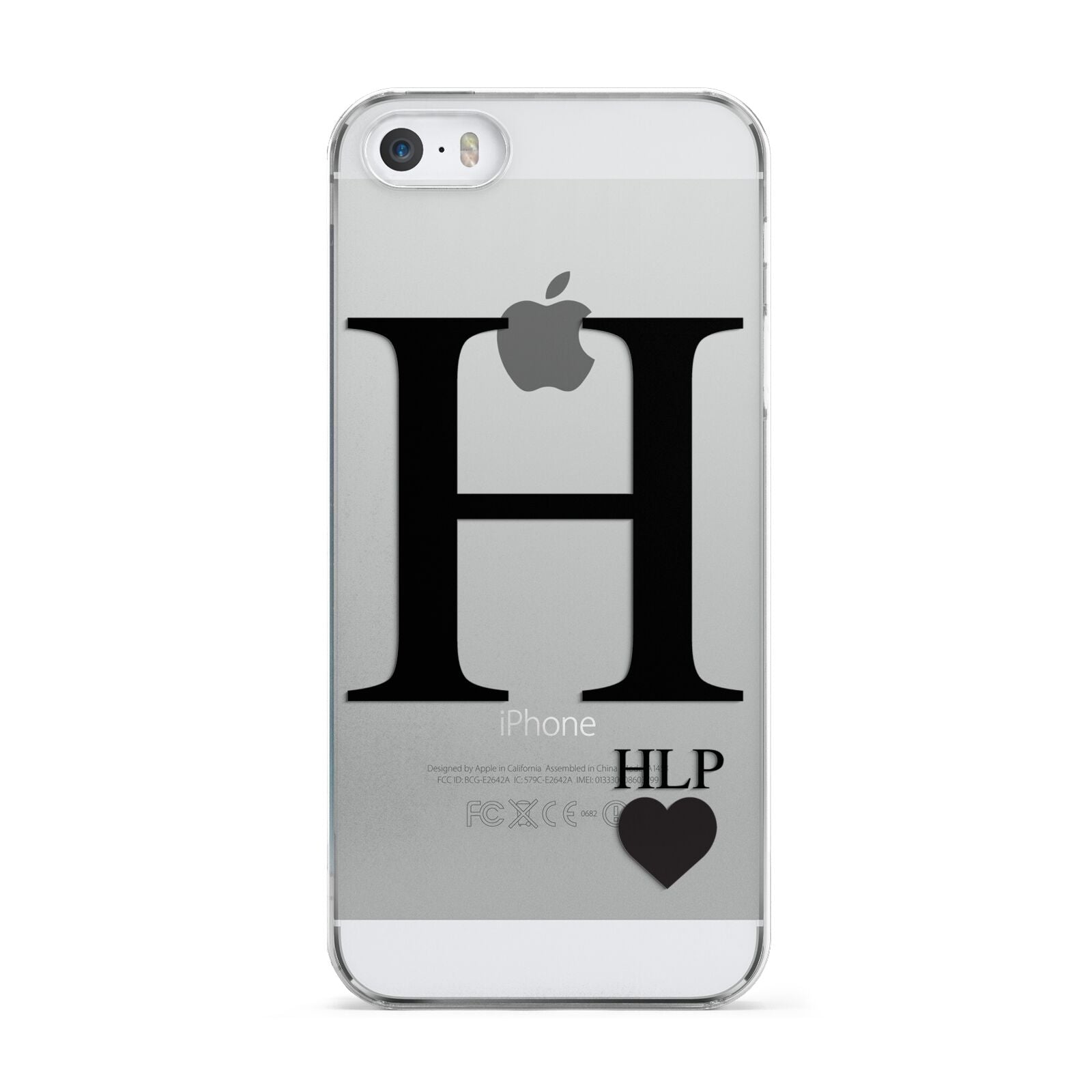 Personalised Black Big Initial 3 Small Clear Apple iPhone 5 Case