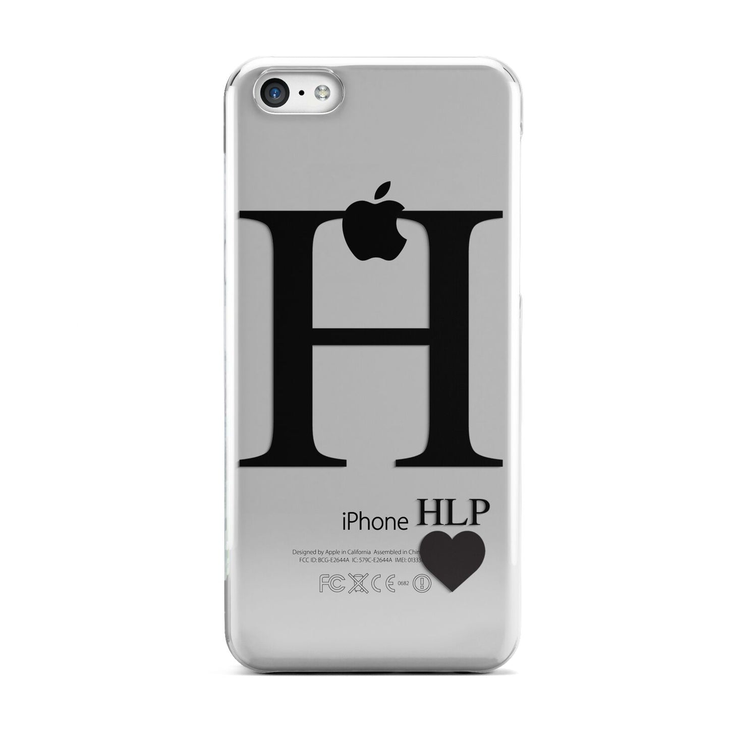 Personalised Black Big Initial 3 Small Clear Apple iPhone 5c Case