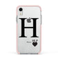 Personalised Black Big Initial 3 Small Clear Apple iPhone XR Impact Case Pink Edge on Silver Phone