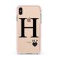 Personalised Black Big Initial 3 Small Clear Apple iPhone Xs Max Impact Case Pink Edge on Gold Phone