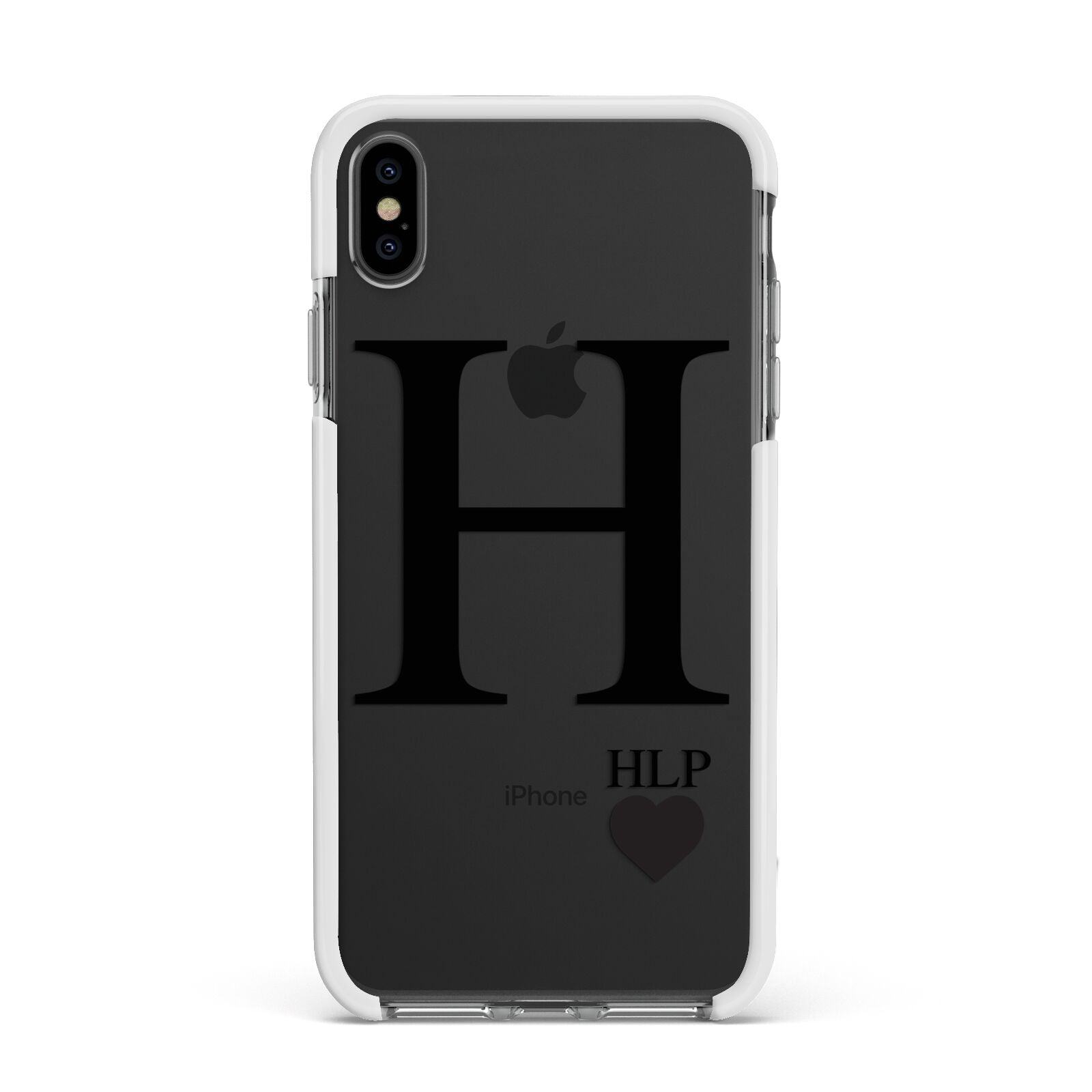Personalised Black Big Initial 3 Small Clear Apple iPhone Xs Max Impact Case White Edge on Black Phone