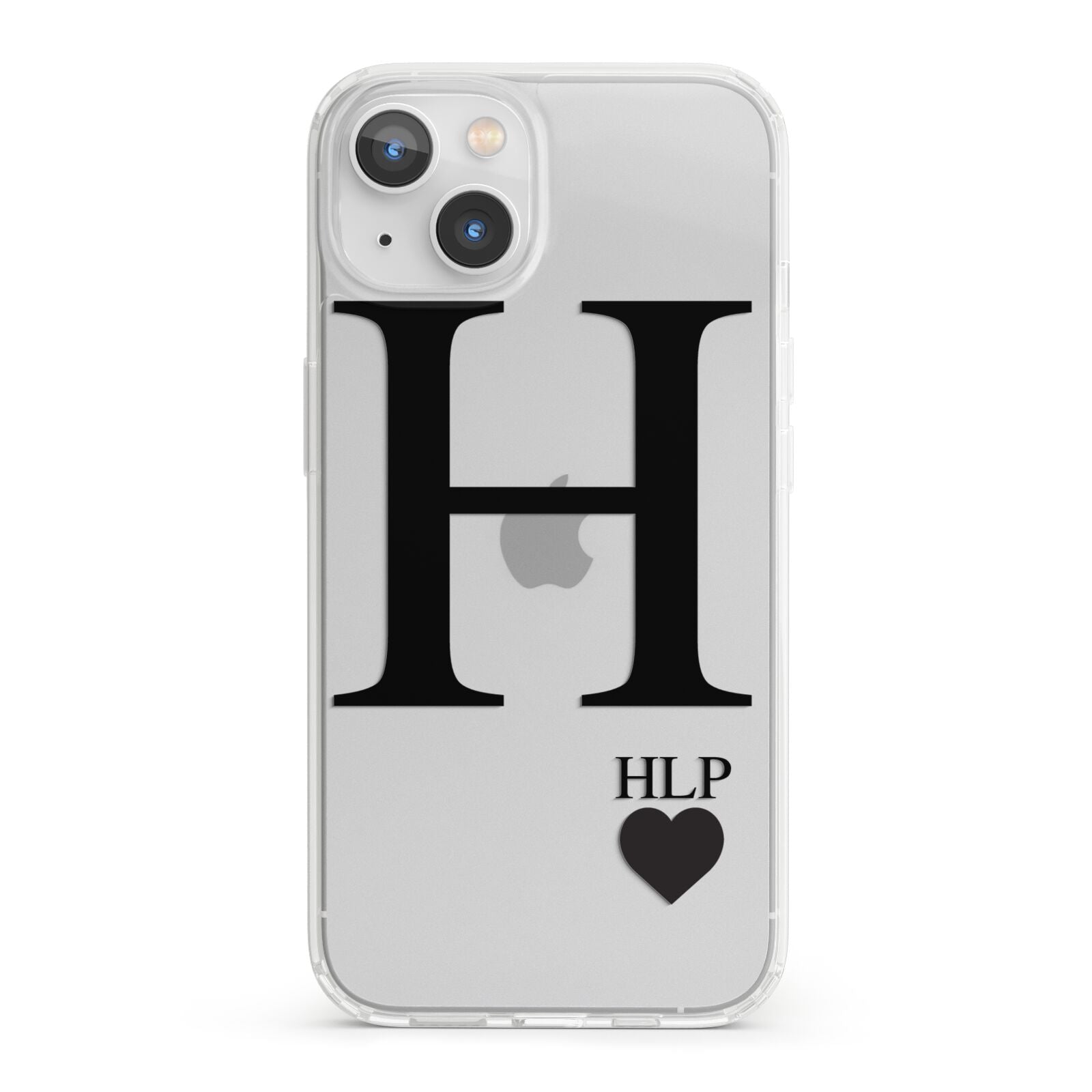 Personalised Black Big Initial 3 Small Clear iPhone 13 Clear Bumper Case