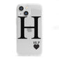 Personalised Black Big Initial 3 Small Clear iPhone 13 Mini Clear Bumper Case