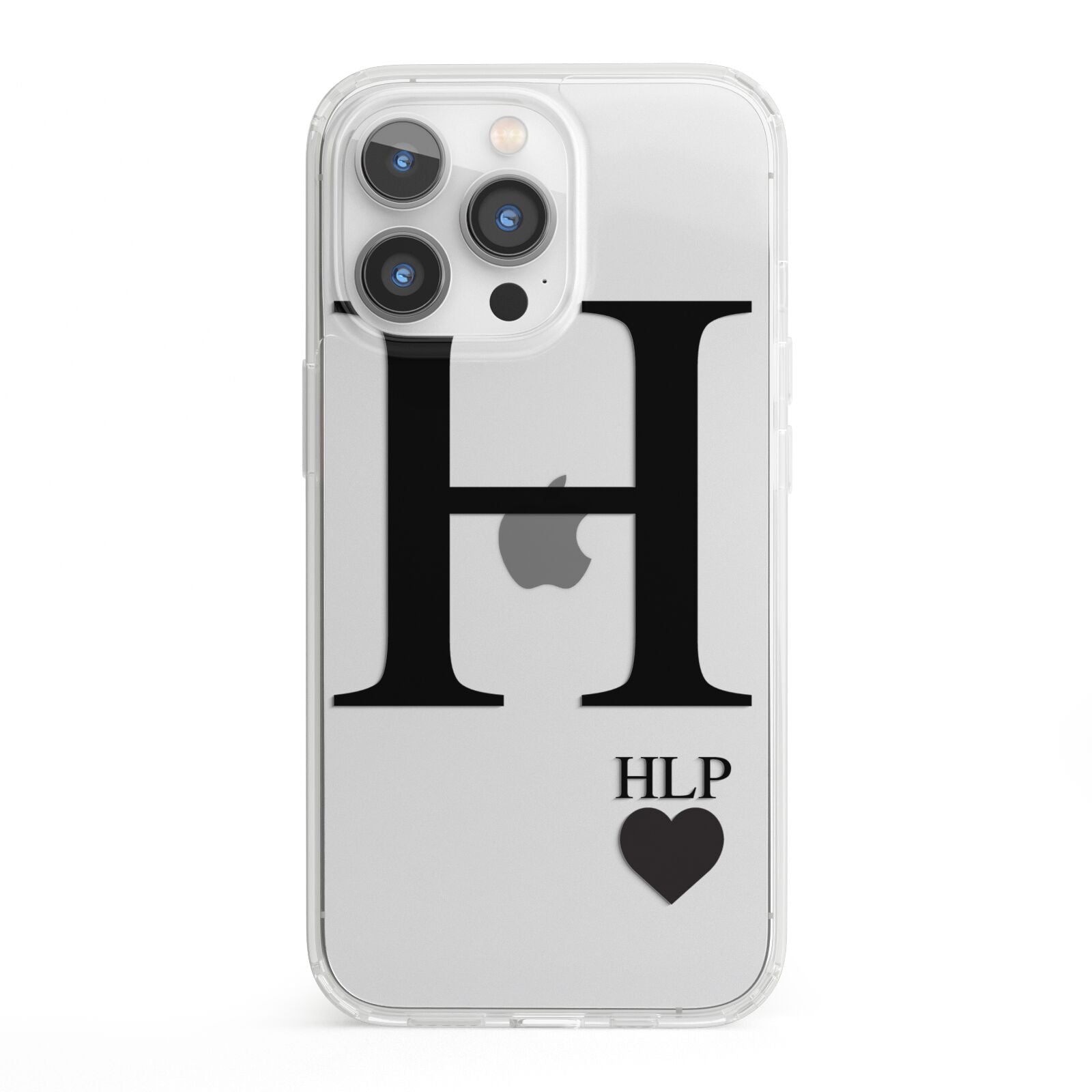 Personalised Black Big Initial 3 Small Clear iPhone 13 Pro Clear Bumper Case