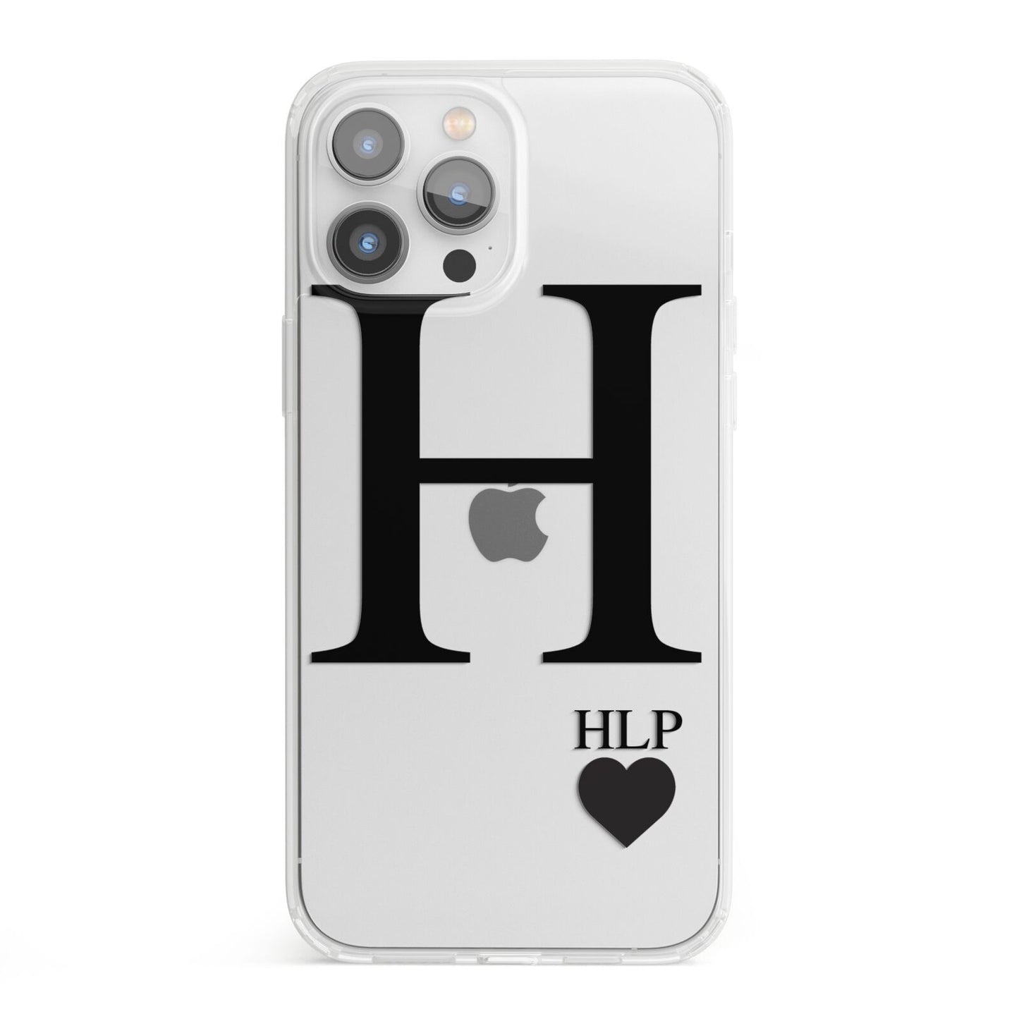 Personalised Black Big Initial 3 Small Clear iPhone 13 Pro Max Clear Bumper Case
