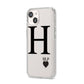 Personalised Black Big Initial 3 Small Clear iPhone 14 Clear Tough Case Starlight Angled Image