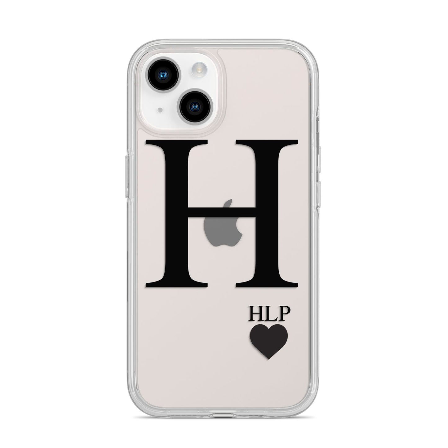 Personalised Black Big Initial 3 Small Clear iPhone 14 Clear Tough Case Starlight