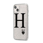Personalised Black Big Initial 3 Small Clear iPhone 14 Plus Glitter Tough Case Starlight Angled Image