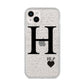 Personalised Black Big Initial 3 Small Clear iPhone 14 Plus Glitter Tough Case Starlight