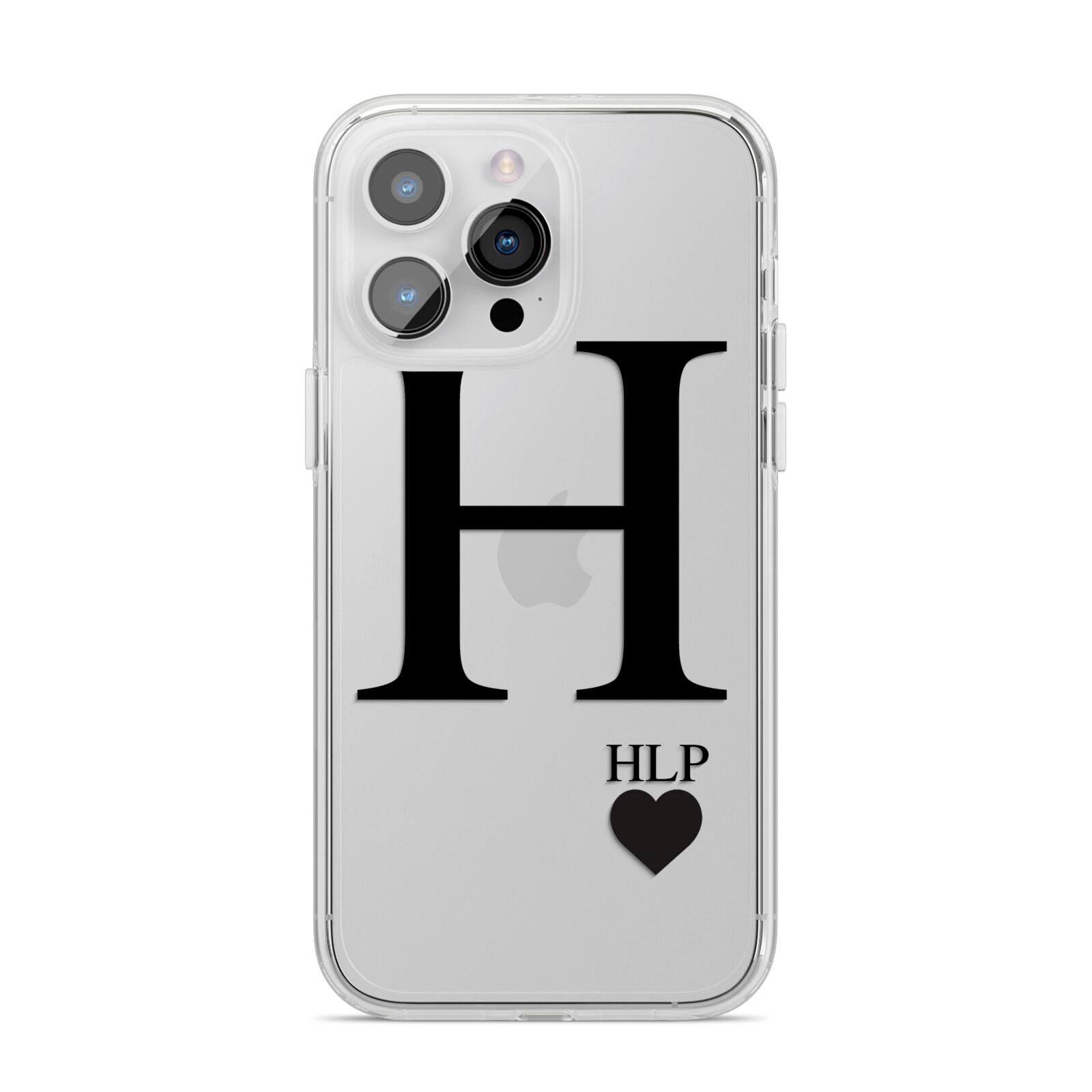 Personalised Black Big Initial 3 Small Clear iPhone 14 Pro Max Clear Tough Case Silver