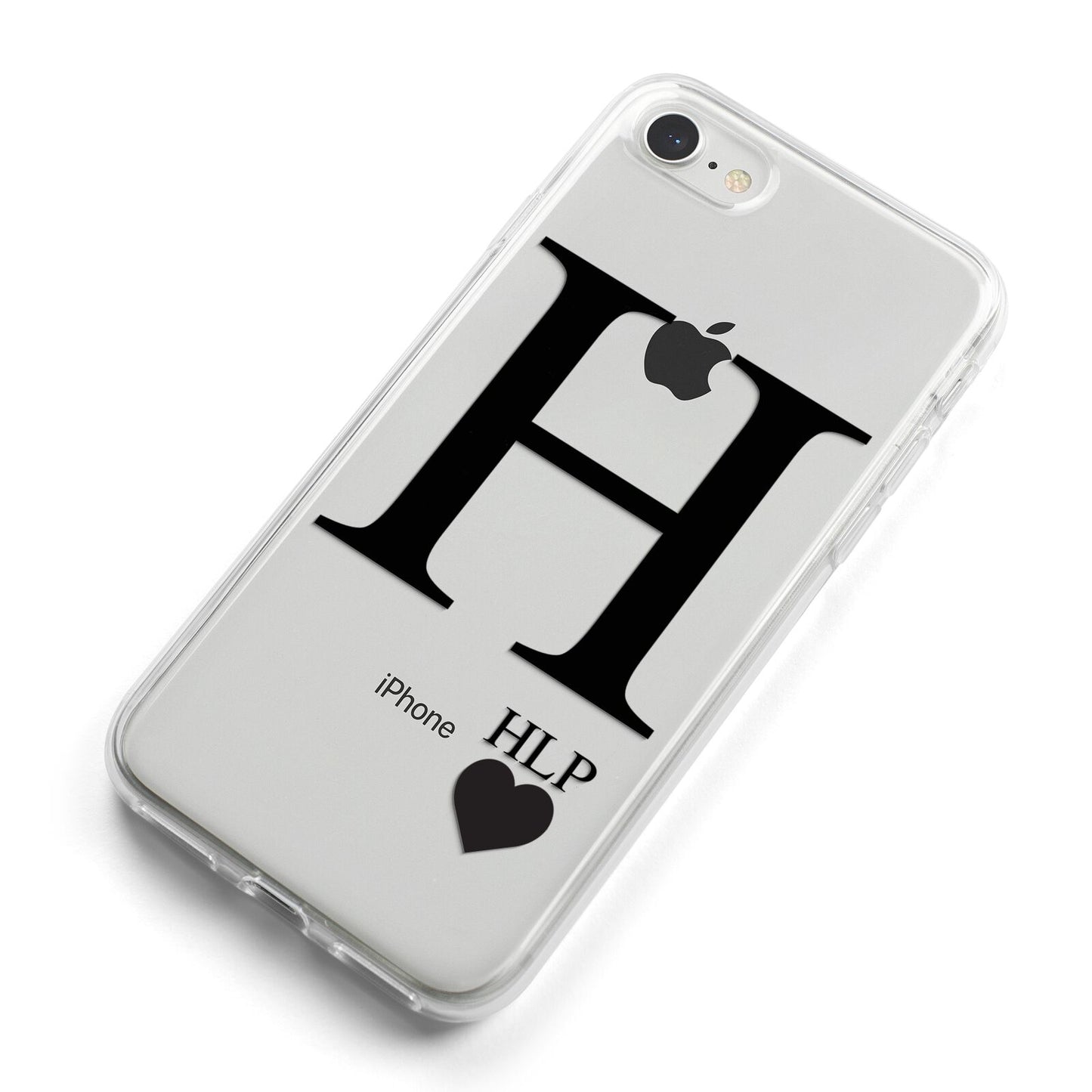 Personalised Black Big Initial 3 Small Clear iPhone 8 Bumper Case on Silver iPhone Alternative Image