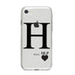 Personalised Black Big Initial 3 Small Clear iPhone 8 Bumper Case on Silver iPhone