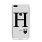 Personalised Black Big Initial 3 Small Clear iPhone 8 Plus Bumper Case on Silver iPhone