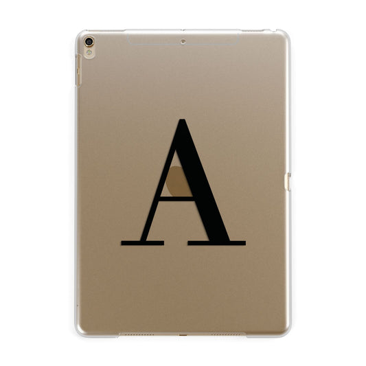 Personalised Black Big Initial Clear Custom Apple iPad Gold Case