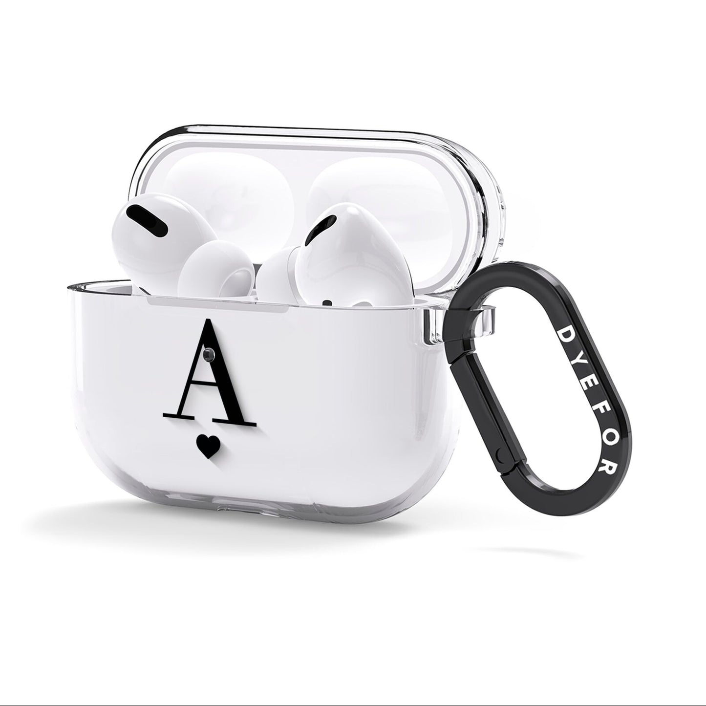 Personalised Black Big Initial Heart Clear AirPods Clear Case 3rd Gen Side Image