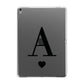 Personalised Black Big Initial Heart Clear Apple iPad Grey Case