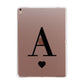 Personalised Black Big Initial Heart Clear Apple iPad Rose Gold Case