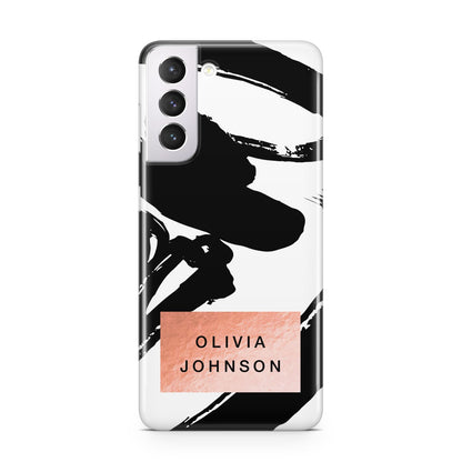 Personalised Black Brushes With Name Samsung S21 Case