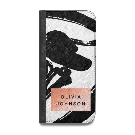 Personalised Black Brushes With Name Vegan Leather Flip Samsung Case