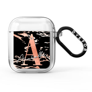 Personalised Black Copper Marble AirPods Case