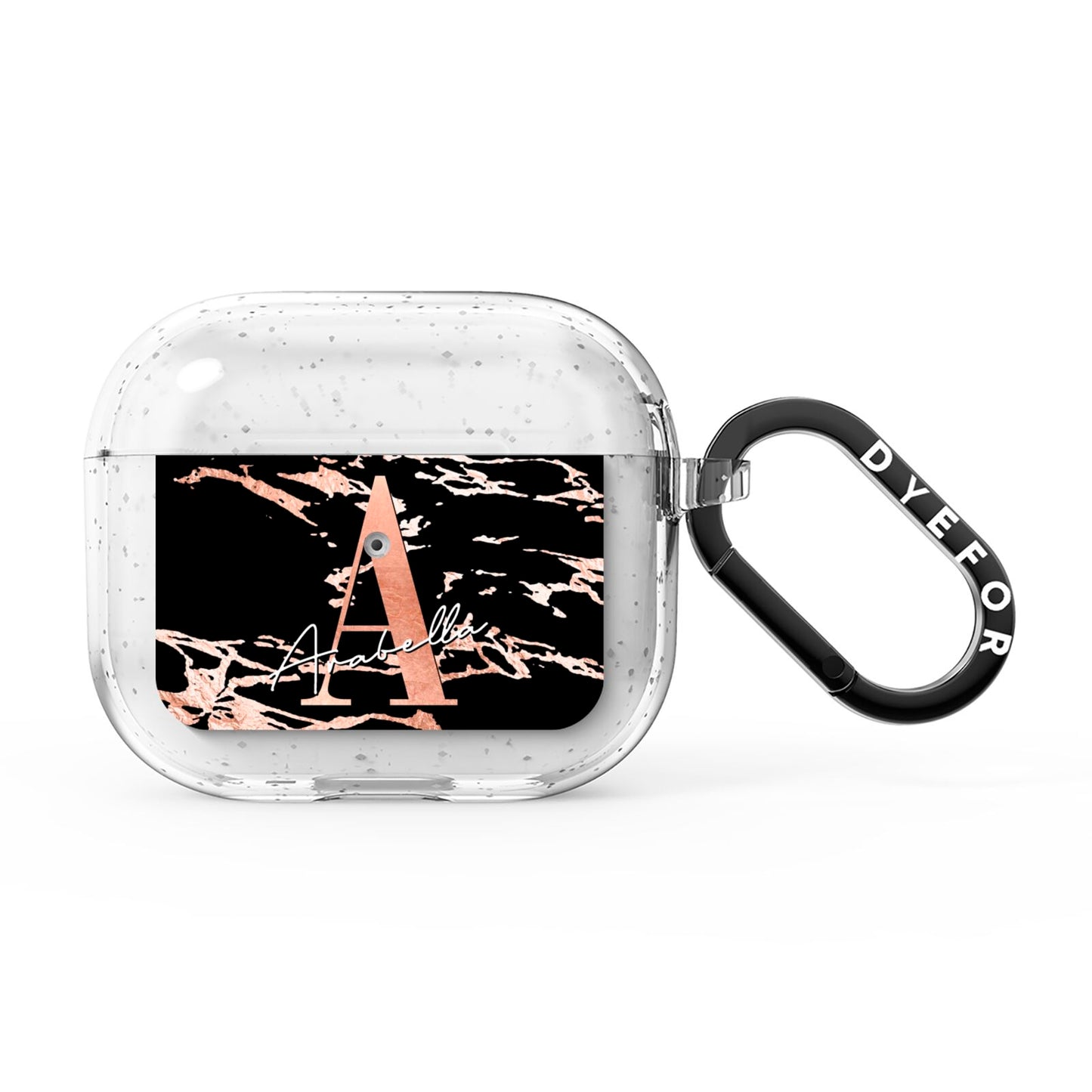Personalised Black Copper Marble AirPods Glitter Case 3rd Gen