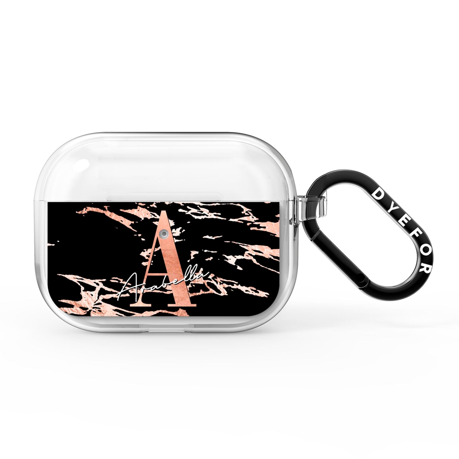 Personalised Black Copper Marble AirPods Pro Clear Case