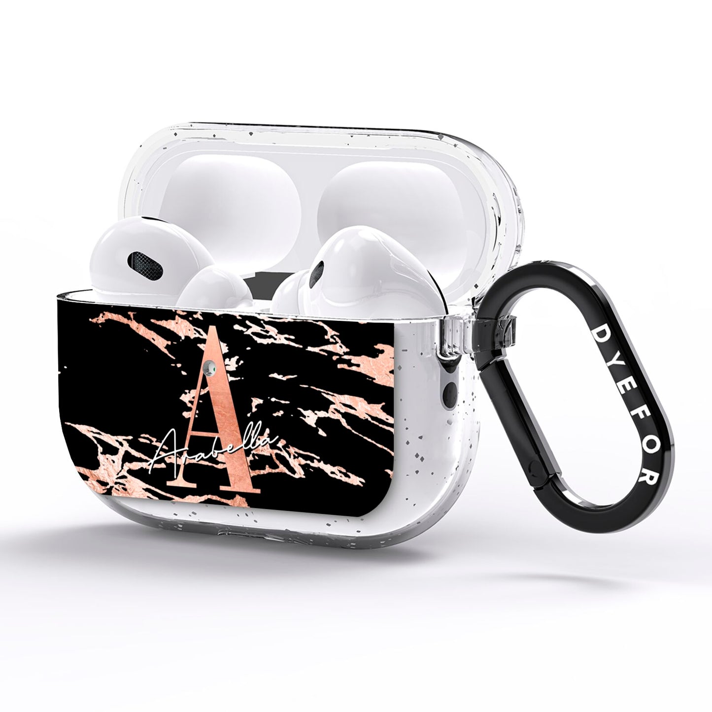 Personalised Black Copper Marble AirPods Pro Glitter Case Side Image
