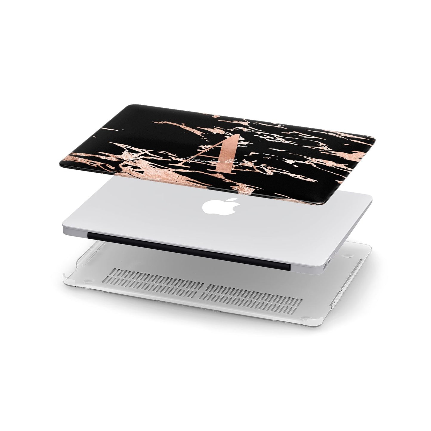 Personalised Black Copper Marble Apple MacBook Case in Detail