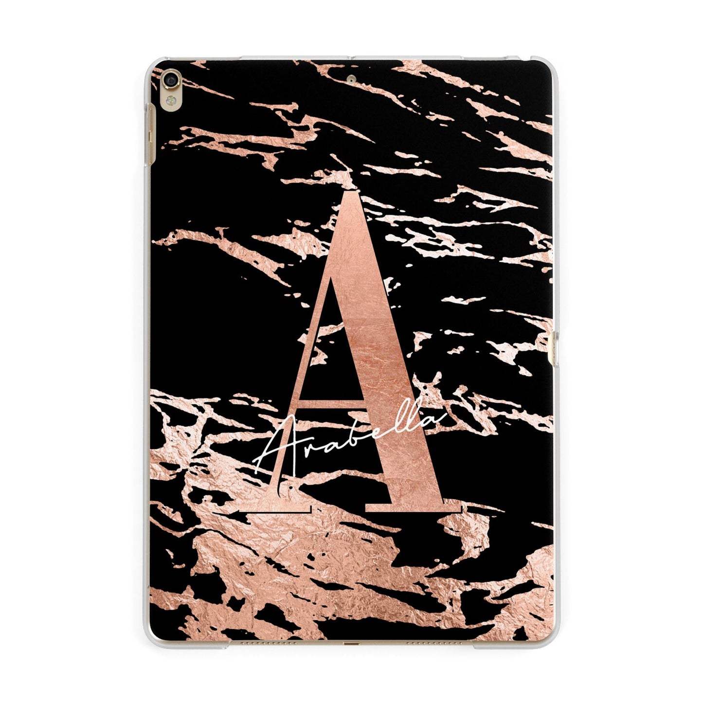 Personalised Black Copper Marble Apple iPad Gold Case