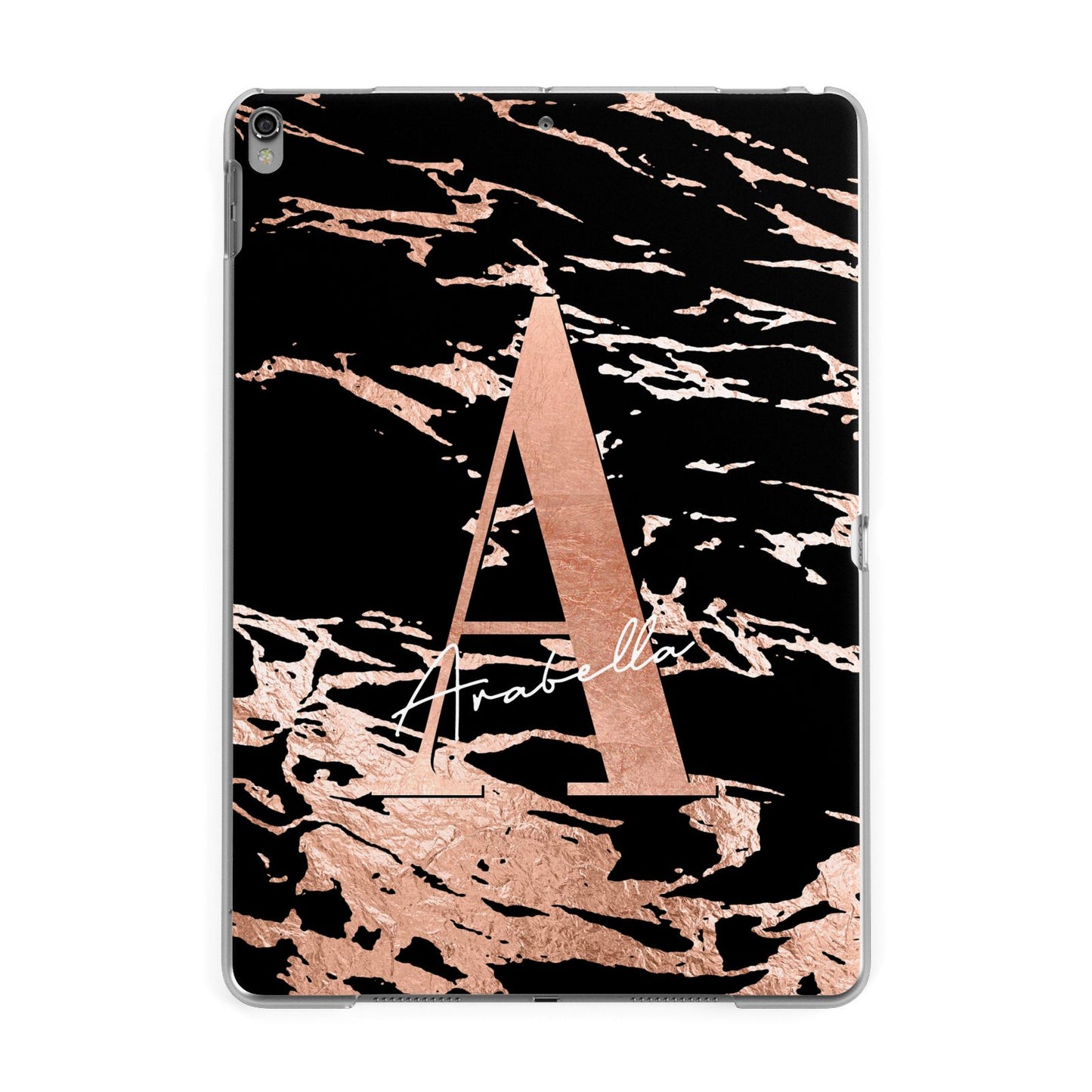 Personalised Black Copper Marble Apple iPad Grey Case