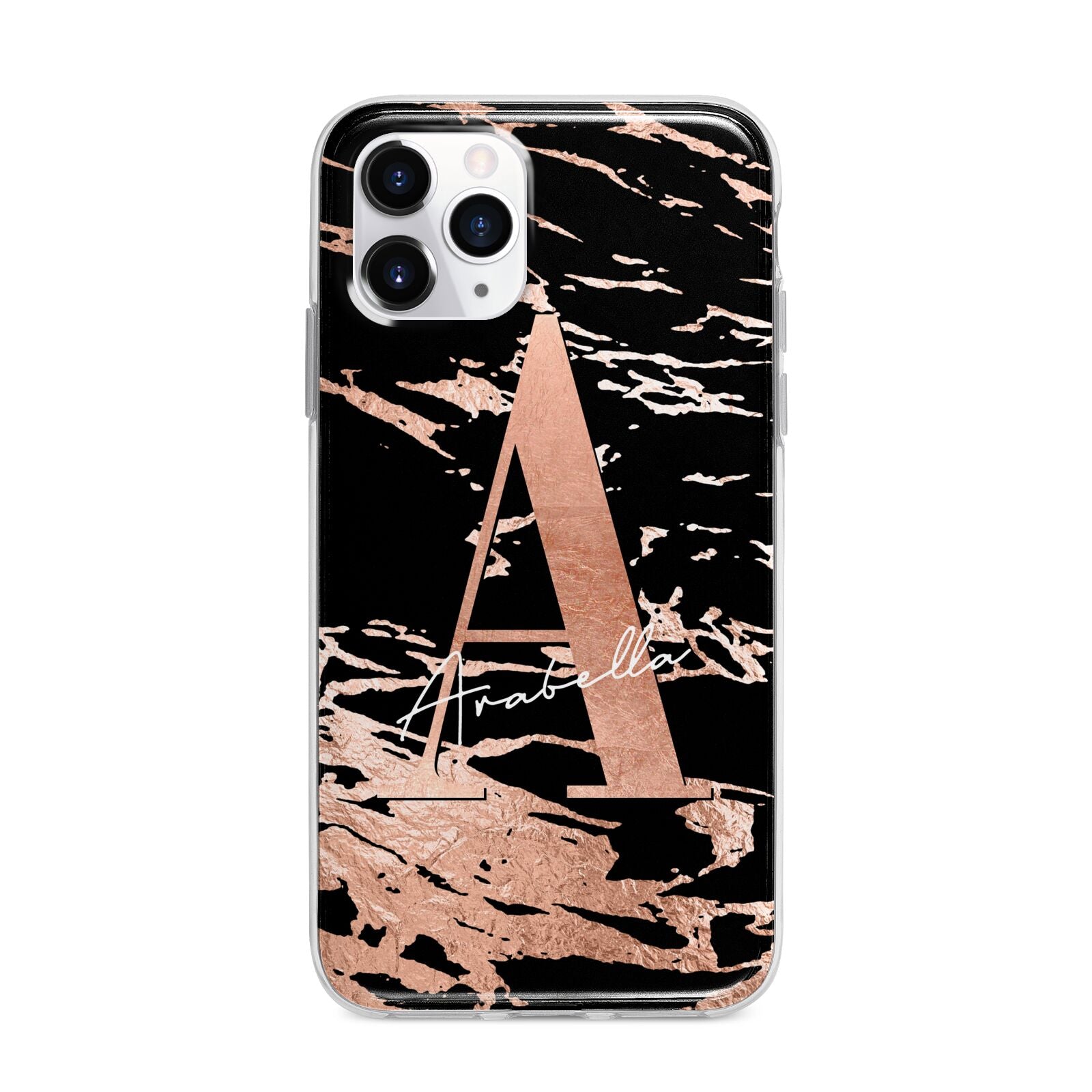 Personalised Black Copper Marble Apple iPhone 11 Pro Max in Silver with Bumper Case