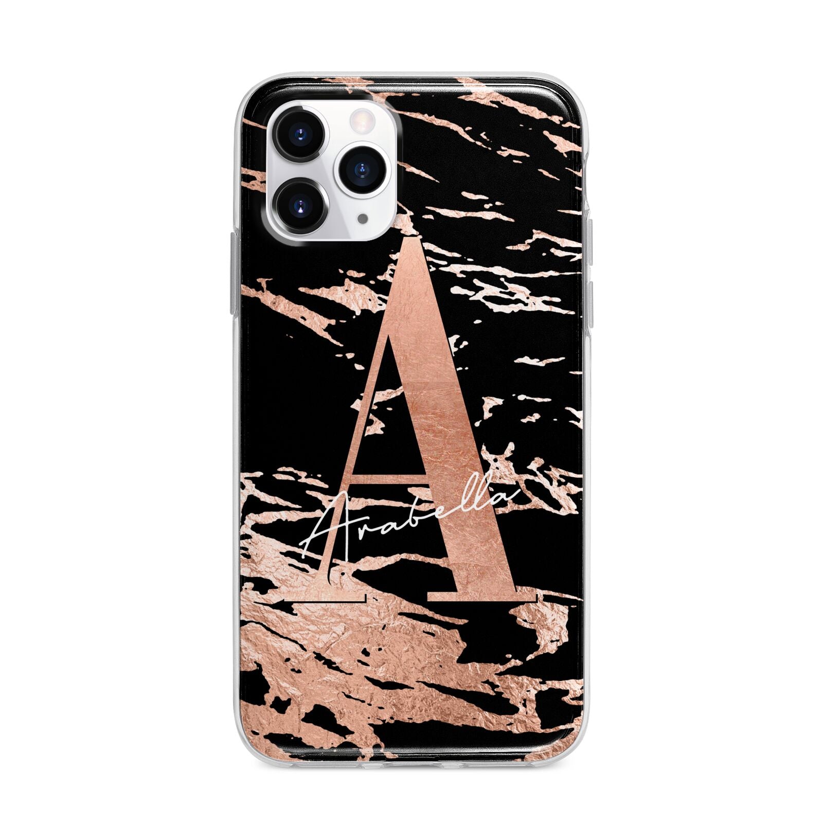 Personalised Black Copper Marble Apple iPhone 11 Pro in Silver with Bumper Case