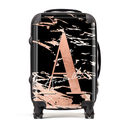 Personalised Black Copper Marble Suitcase
