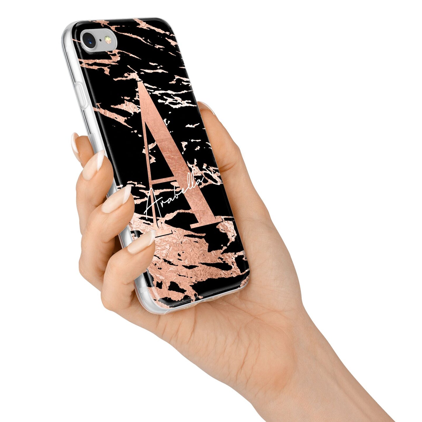 Personalised Black Copper Marble iPhone 7 Bumper Case on Silver iPhone Alternative Image