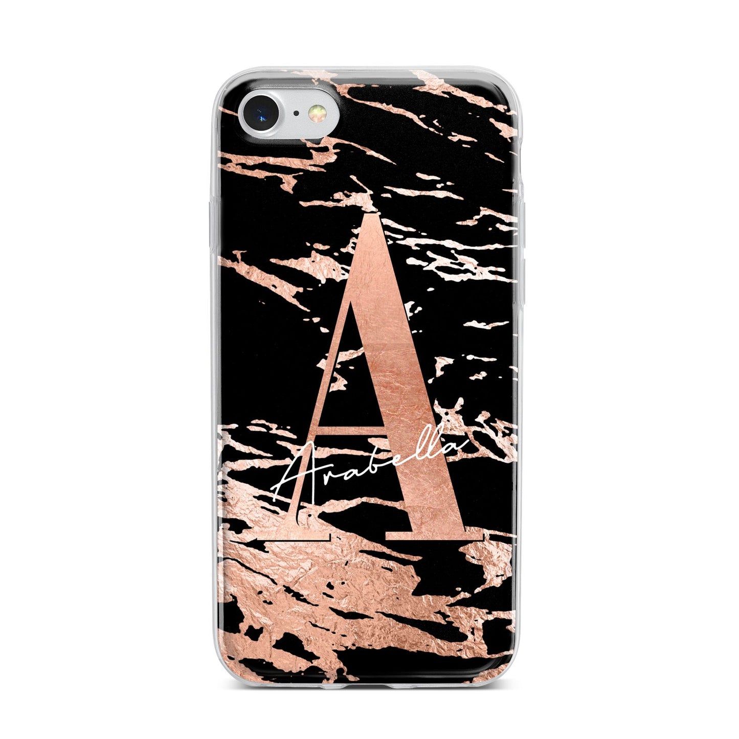 Personalised Black Copper Marble iPhone 7 Bumper Case on Silver iPhone
