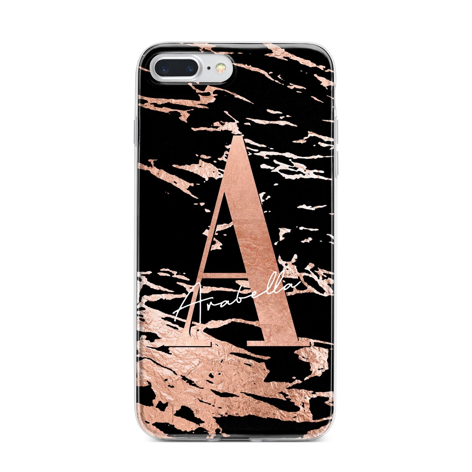 Personalised Black Copper Marble iPhone 7 Plus Bumper Case on Silver iPhone