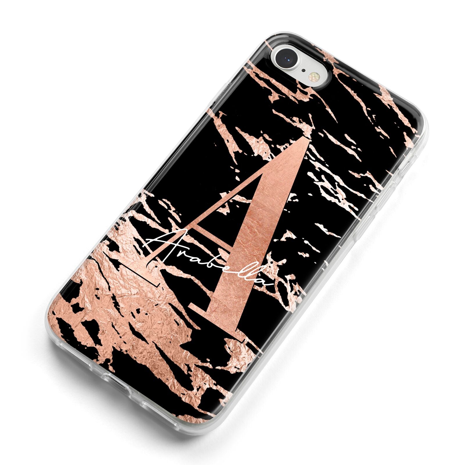 Personalised Black Copper Marble iPhone 8 Bumper Case on Silver iPhone Alternative Image
