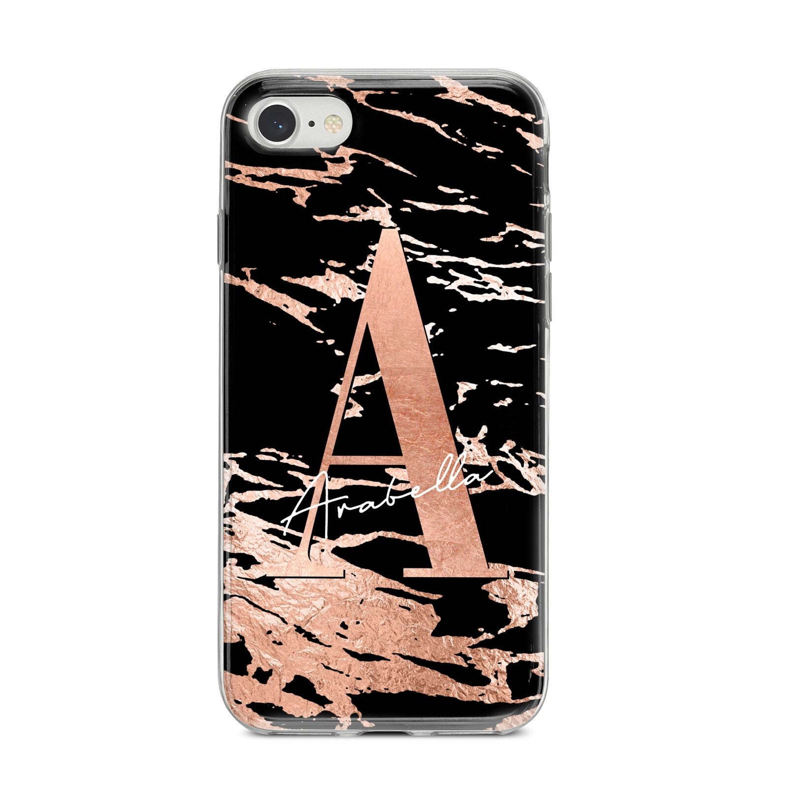 Personalised Black Copper Marble iPhone 8 Bumper Case on Silver iPhone