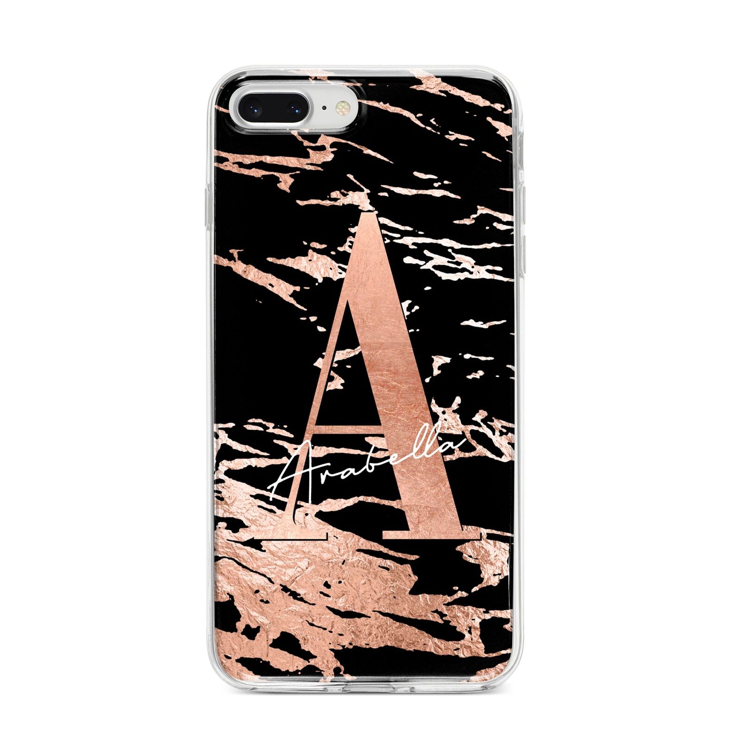 Personalised Black Copper Marble iPhone 8 Plus Bumper Case on Silver iPhone