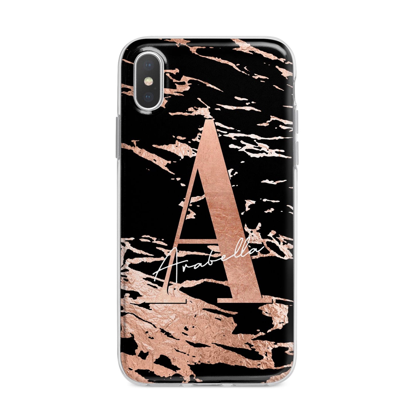 Personalised Black Copper Marble iPhone X Bumper Case on Silver iPhone Alternative Image 1