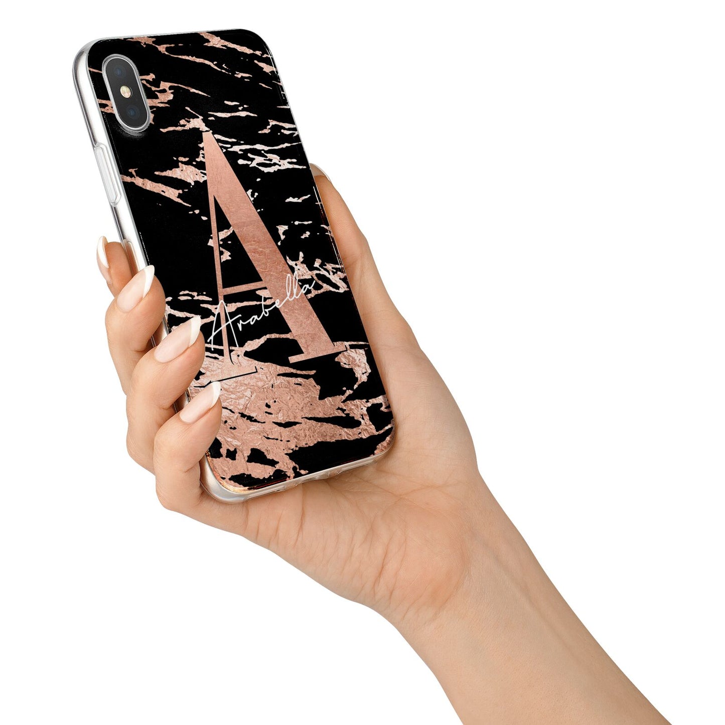 Personalised Black Copper Marble iPhone X Bumper Case on Silver iPhone Alternative Image 2