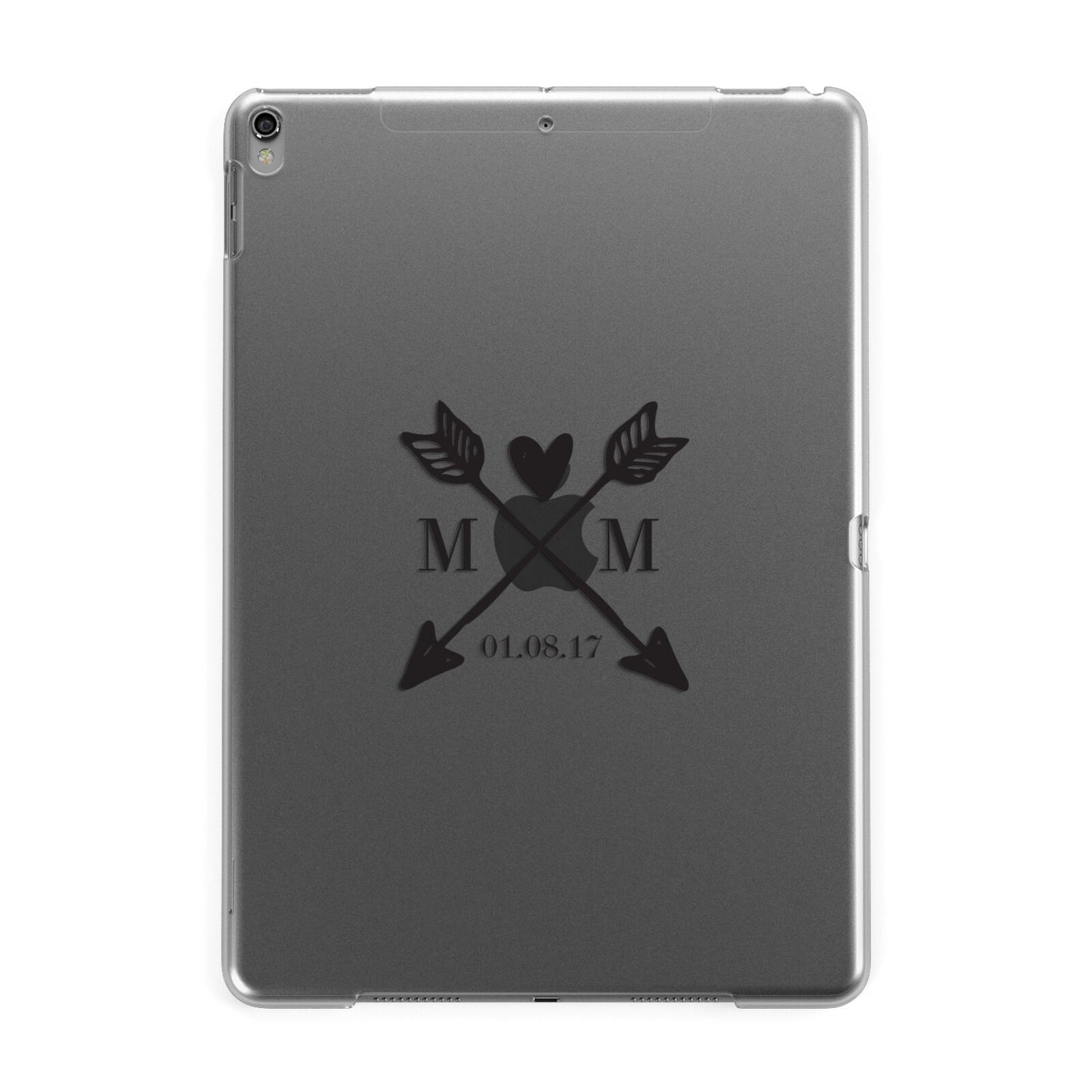 Personalised Black Couples Date Initials Clear Apple iPad Grey Case