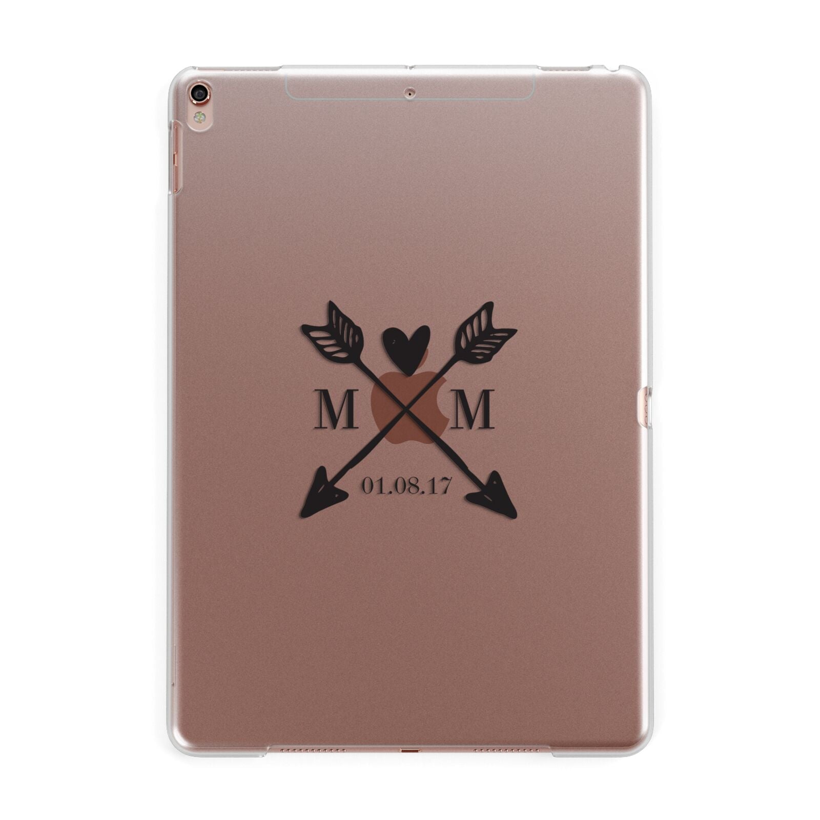 Personalised Black Couples Date Initials Clear Apple iPad Rose Gold Case