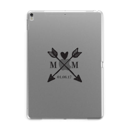 Personalised Black Couples Date Initials Clear Apple iPad Silver Case