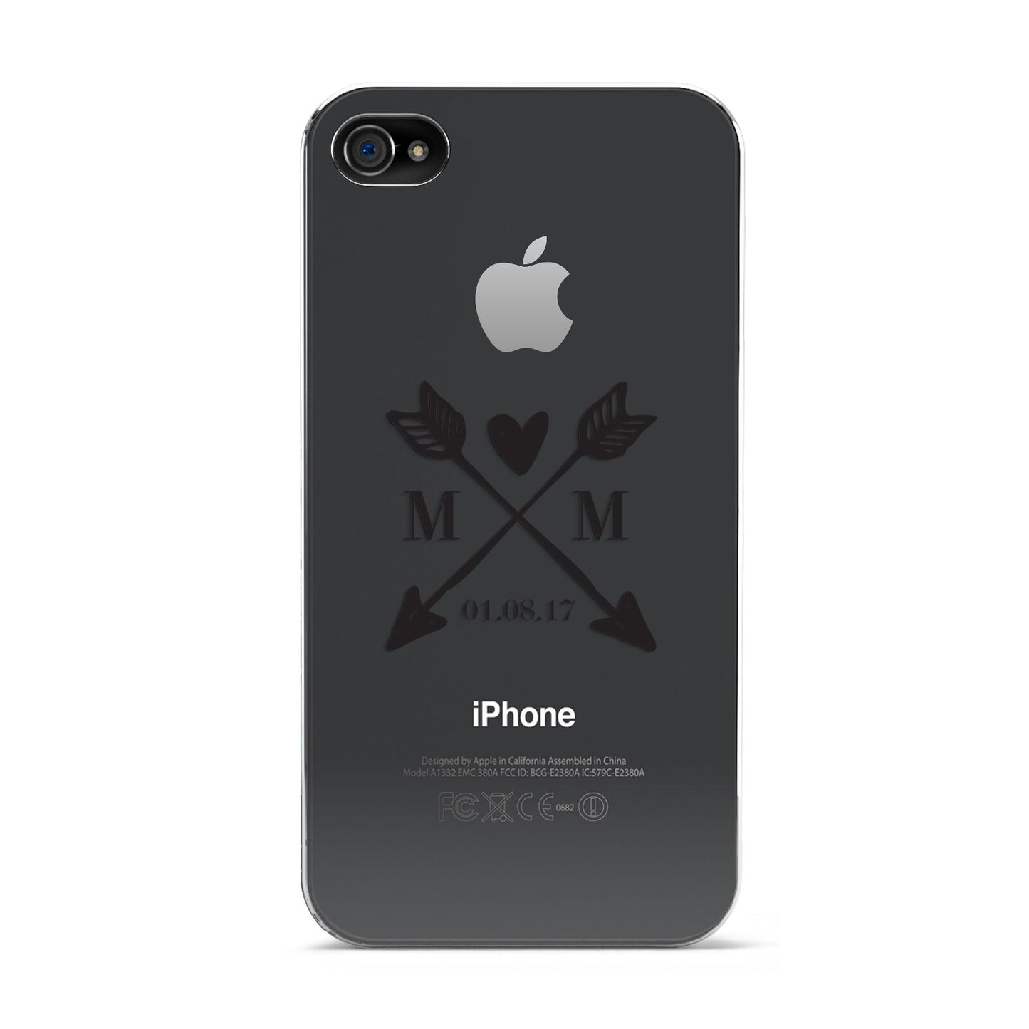 Personalised Black Couples Date Initials Clear Apple iPhone 4s Case