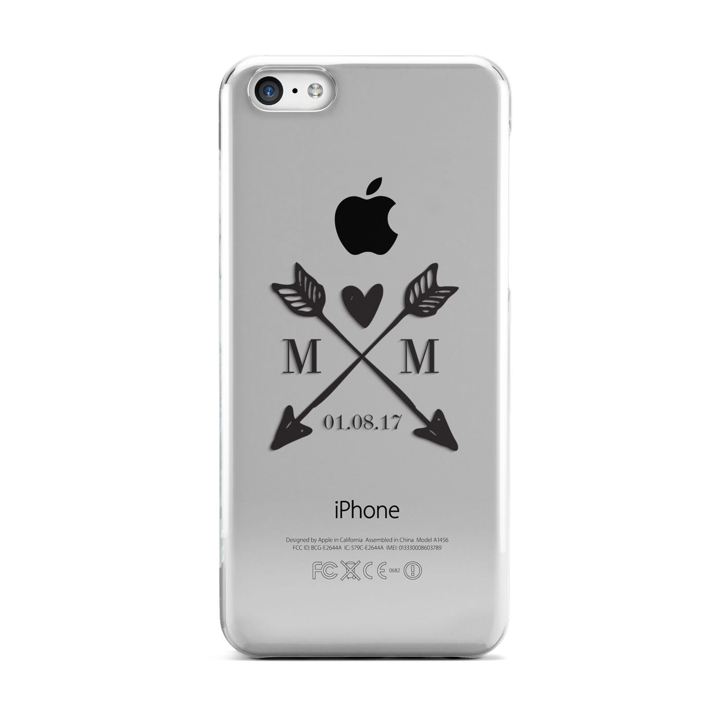 Personalised Black Couples Date Initials Clear Apple iPhone 5c Case