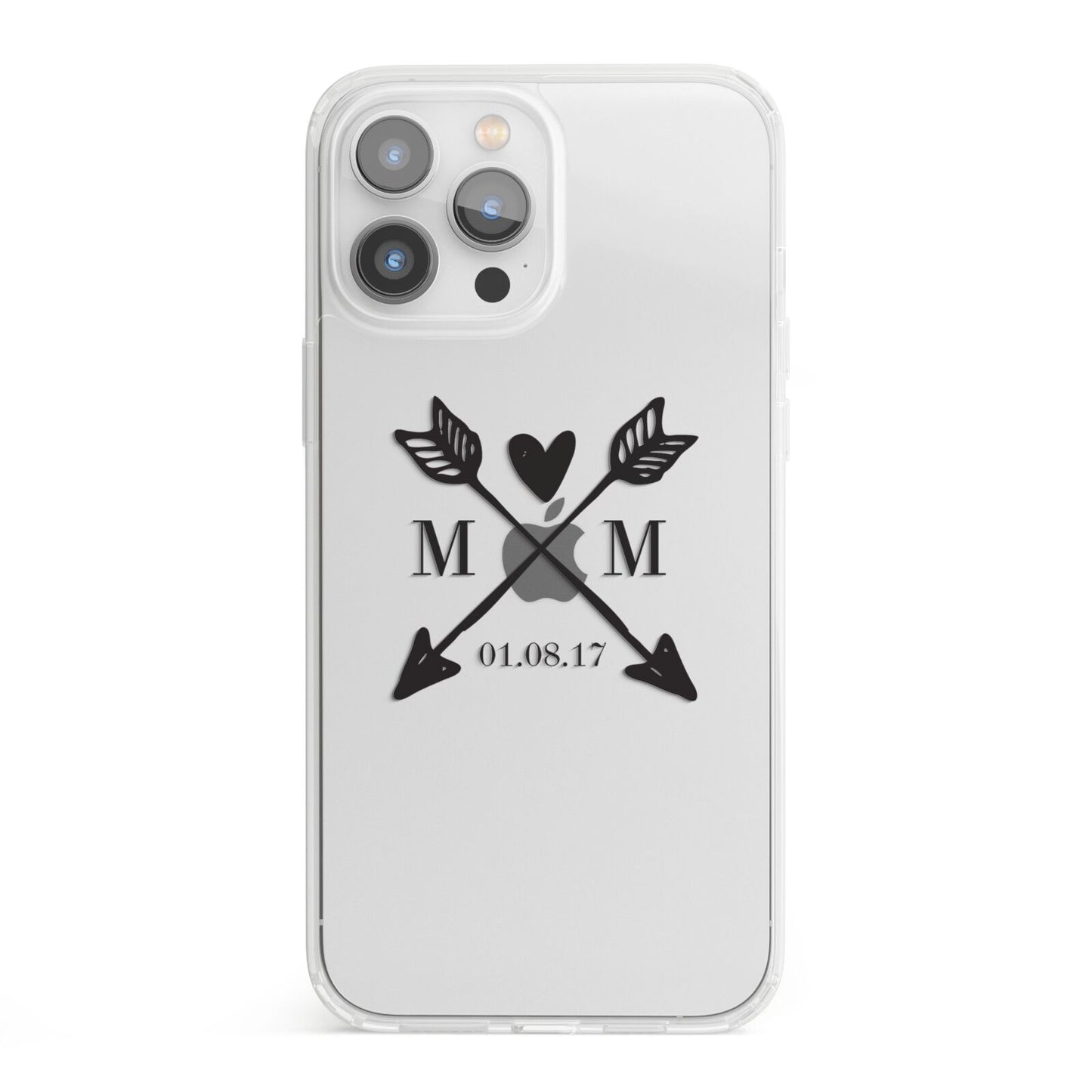 Personalised Black Couples Date Initials Clear iPhone 13 Pro Max Clear Bumper Case