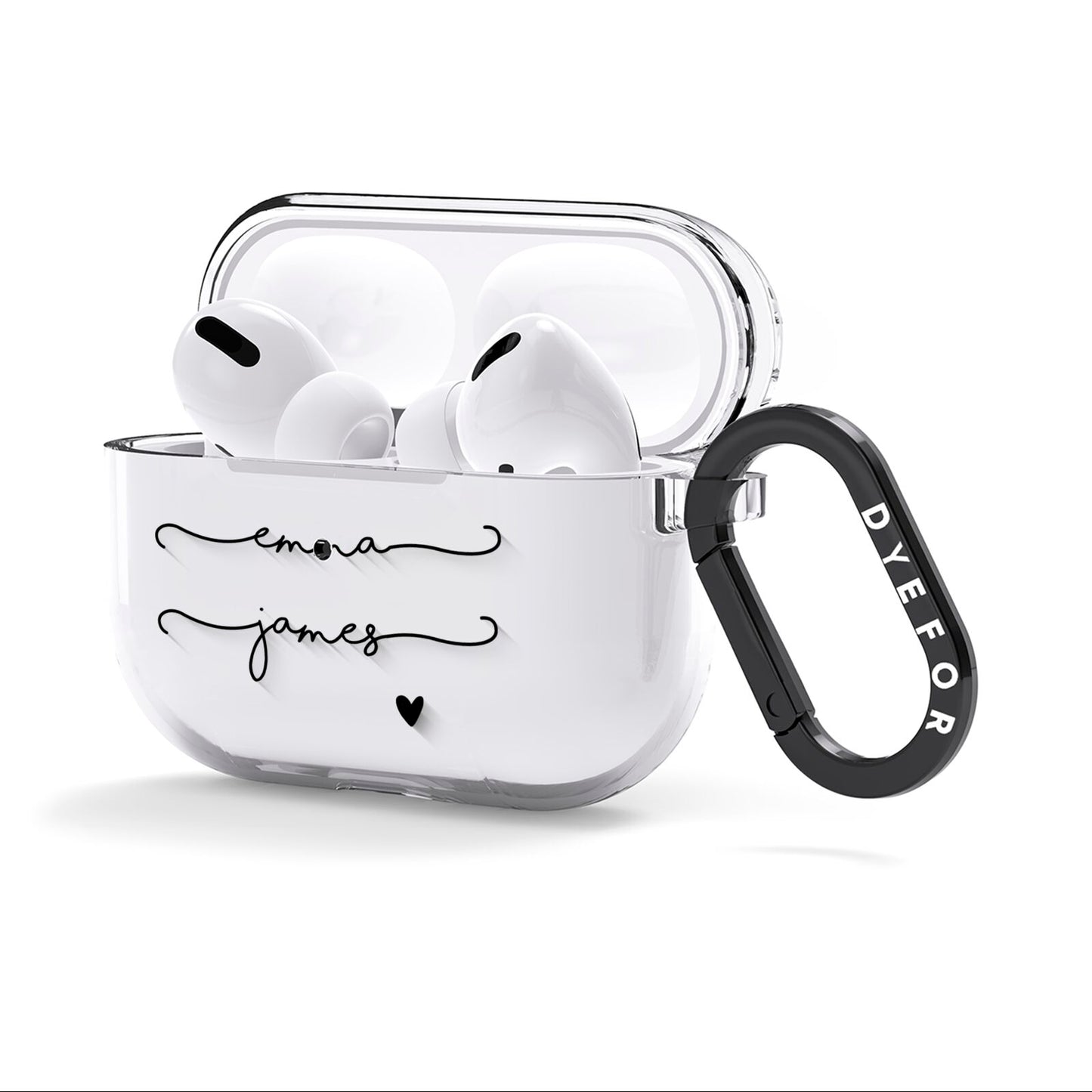 Personalised Black Couples Two Names Heart AirPods Clear Case 3rd Gen Side Image