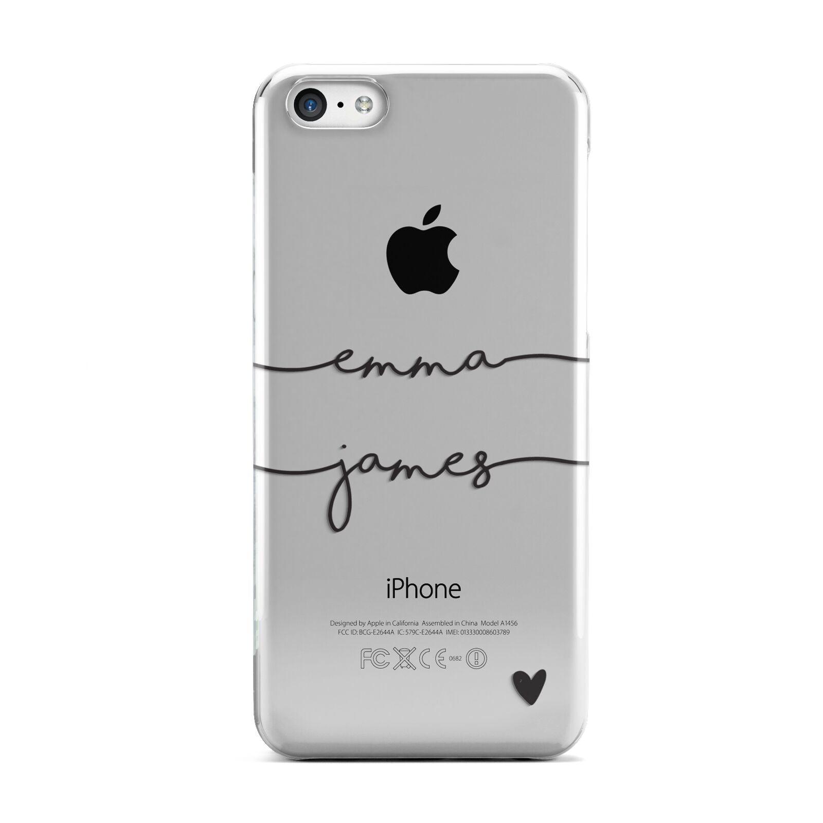 Personalised Black Couples Two Names Heart Apple iPhone 5c Case